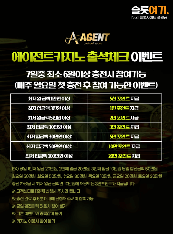 Agent Casino Attendance Check Event