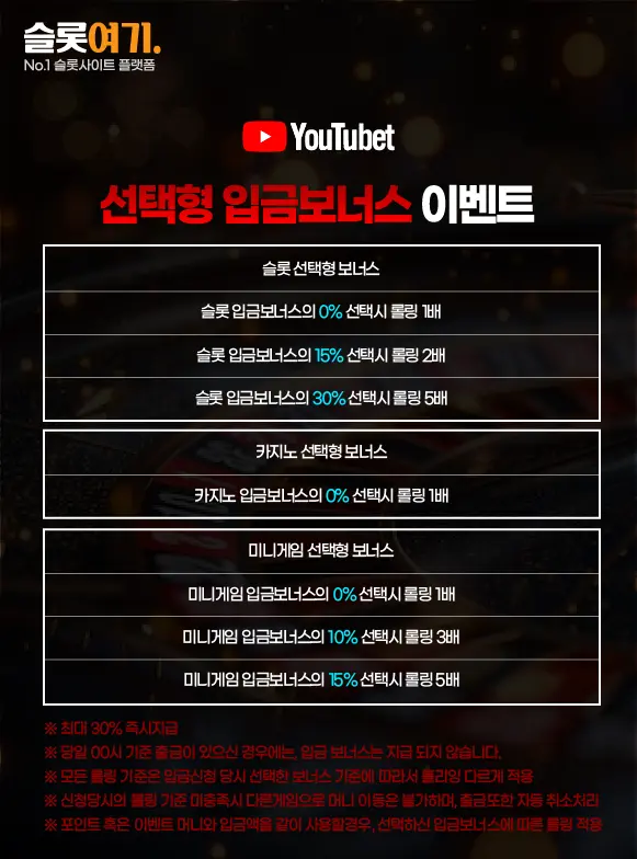 선택형 입금 보너스 이벤트
