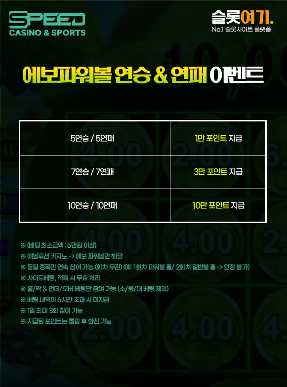 에보파워볼 연승 & 연패 이벤트 이미지